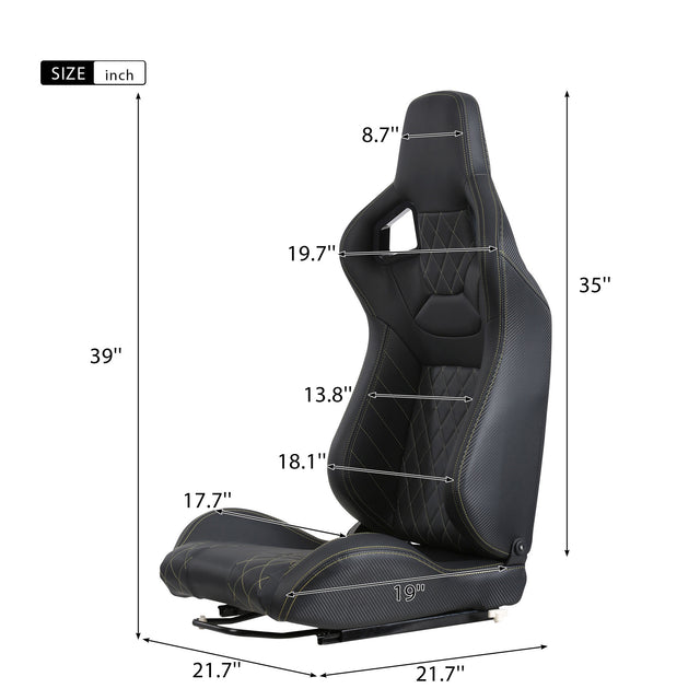 2-Piece Ergonomic Racing Seats with Adjustable Double Slides,PVC Racing Simulator Game Seats,Black
