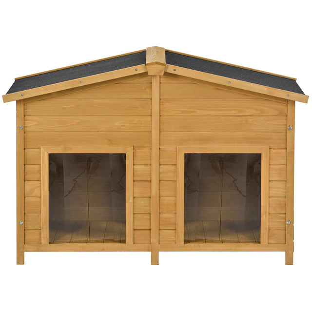 GO 47.2" Large Wooden Dog House Outdoor, Outdoor & Indoor Dog Crate, Cabin Style, With Porch, 2 Doors