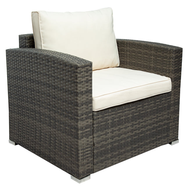 U_STYLE Patio Furniture Sets, 7-Piece Patio Wicker Sofa , Cushions, Chairs , a Loveseat , a Table and a Storage Box