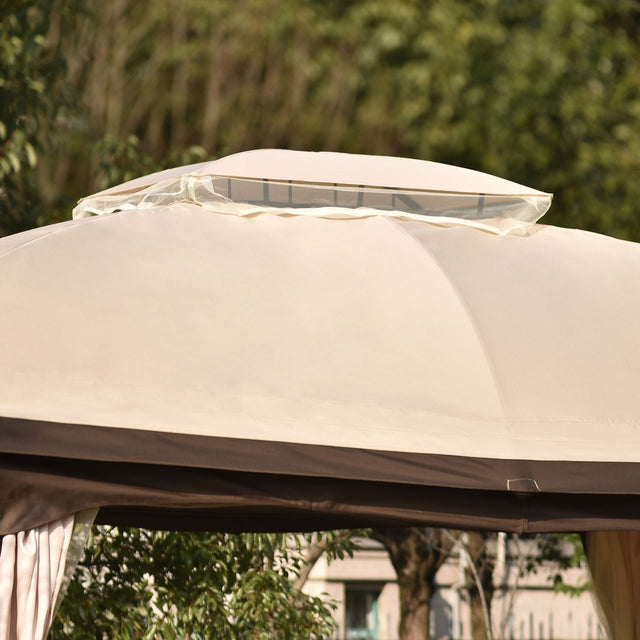 U_STYLE 9.8 Ft. W x 11.8 Ft. D Patio Outdoor Gazebo, Double Roof Soft Canopy Garden Backyard Gazebo with Mosquito Netting Suitable for Lawn, Garden, Backyard and Deck
