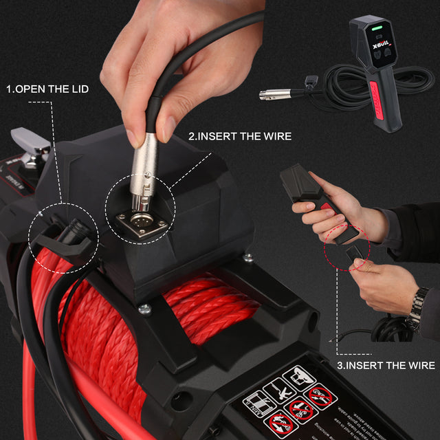 X-BULL Electric Winch XPV 14500 LBS 12V Synthetic Red Rope New Arrival Jeep Towing Truck 4WD