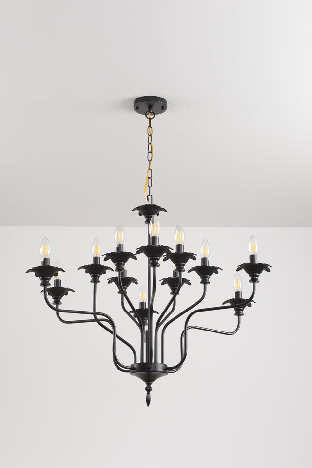 Retro American style stamen-shaped iron chandelier -12 bulbs -E12 lamp holder