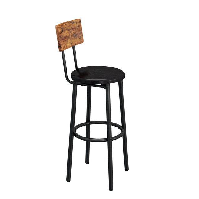 Bar Table Set with 4 Bar stools PU Soft seat with backrest, Rustic Brown, 47.24'' L x 23.62'' W x 35.43'' H.