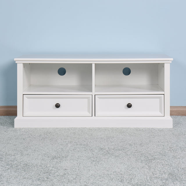 Living Room Wooden White TV Cabinet with 2 Drawers