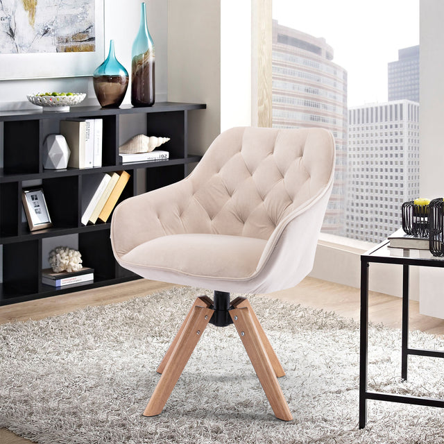 COOLMORE Solid Wood Tufted Upholstered Armless home office chair