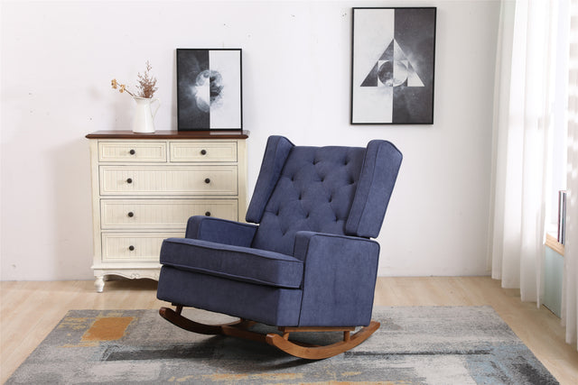 COOLMORE living room Comfortable rocking chair accent chair Navy fabric