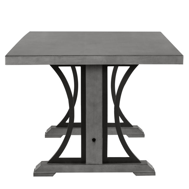 TREXM Retro Style Dining Table 78" Wood Rectangular Table, Seats up to 8 (Gray)