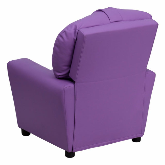 Offex Contemporary Vinyl Kids Recliner with Cup Holder - Lavender