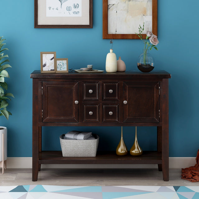 TREXM Cambridge Series Buffet Sideboard Console Table with Bottom Shelf (Espresso)