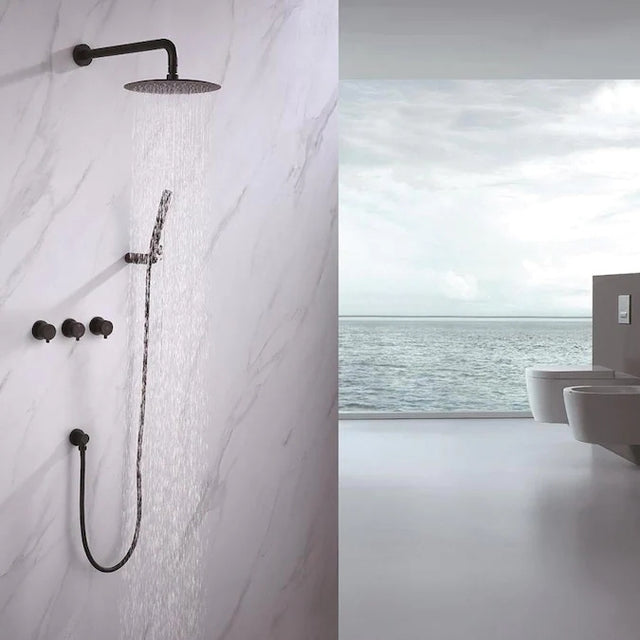 1.5 GPM 10 in. Wall Mounting Dual Shower Heads in Matte Black