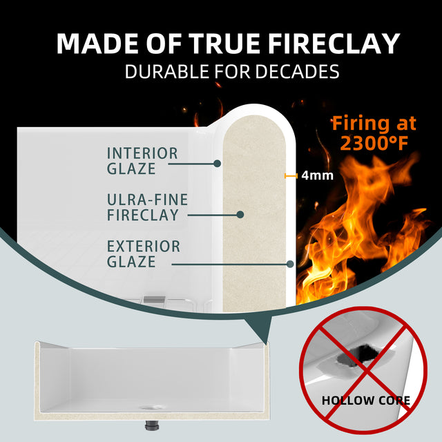 33 Inch Fireclay Farmhouse Kitchen Sink White Single Bowl Apron Front Kitchen Sink, Bottom Grid and Kitchen Sink Drain Included