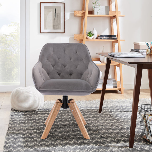 COOLMORE Solid Wood Tufted Upholstered Armless home office chair