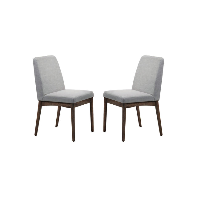 Grey Fabric Upholstered Dining Chair, Brown(Set of 2)