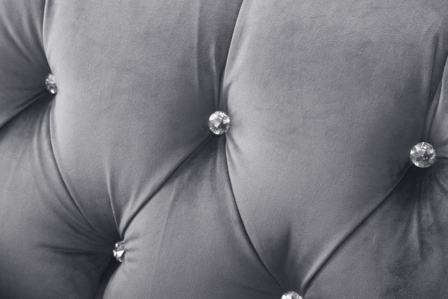 Russell Tufted Upholstery 3 Pc Living Room Set Finished in Velvet Fabric in Gray