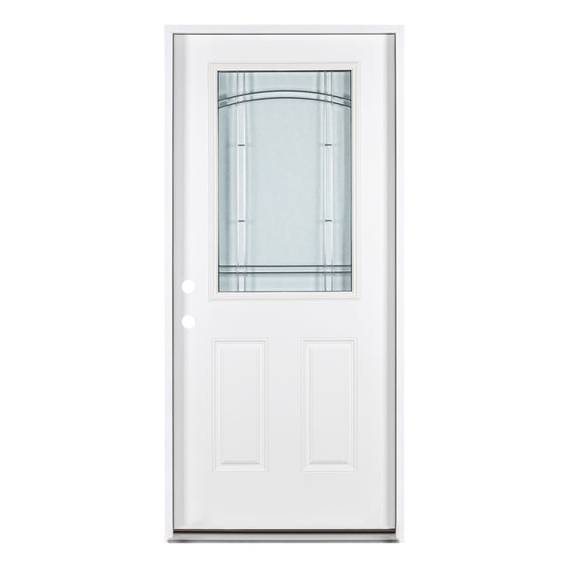 37.5inx81.5in Right Hand Inswing Decorative Glass- Zinc Caming Fiber Glass Prehung Entry Door .