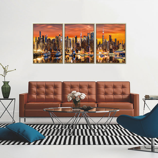 Oppidan Home "NYC Harbor at Dusk" (31.5"H x 23.6"W (x3))