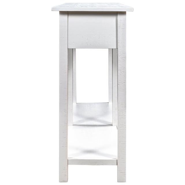 TREXM Rustic Brushed Texture Entryway Table Console Table with Drawer and Bottom Shelf for Living Room(Ivory White)