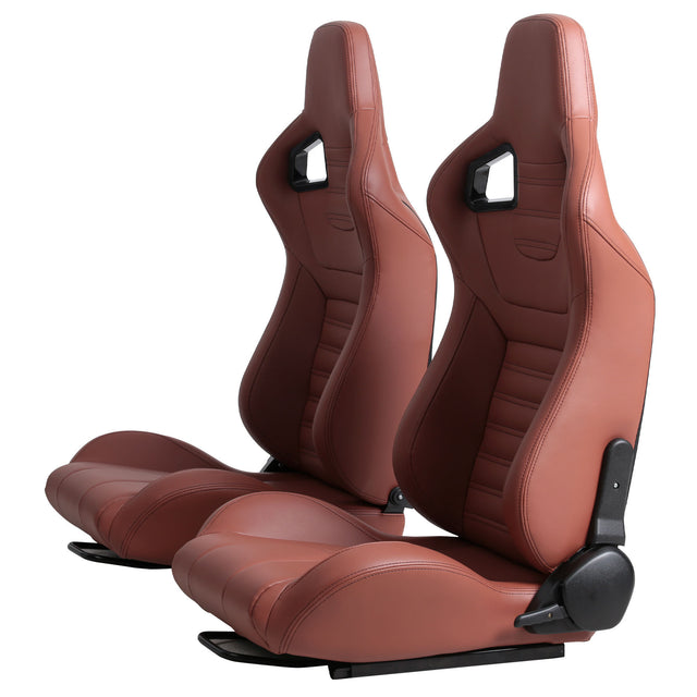 2-Piece Ergonomic Racing Seats with Adjustable Double Slides,PVC Racing Simulator Game seats,Brick Red