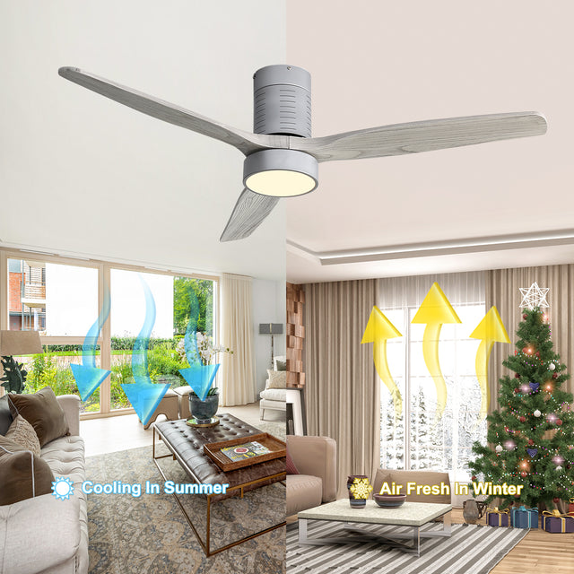 Indoor Low Profile Remote Control LED Ceiling Fan with Light