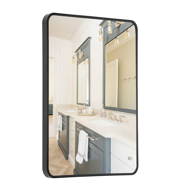 Black 24 "x36" Metal Rectangular Bathroom Wall Mirror