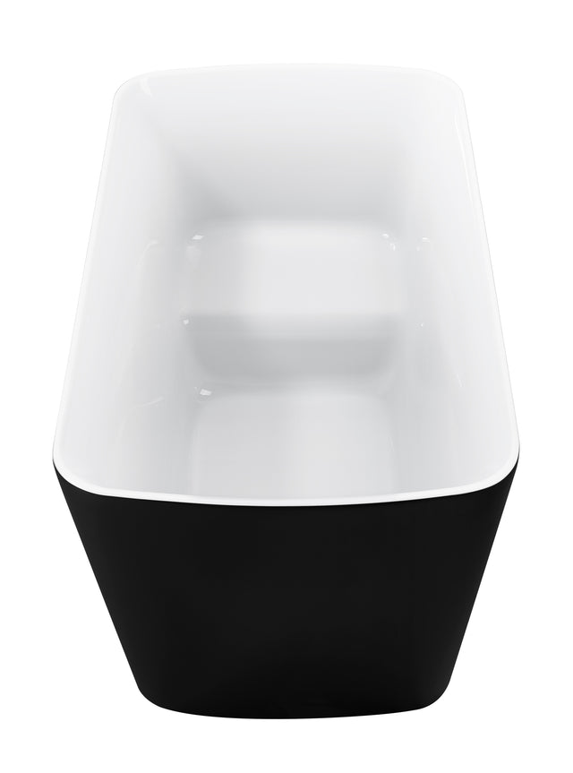 47" 100% Acrylic Freestanding Bathtub,Contemporary Soaking Tub,white inside black outside