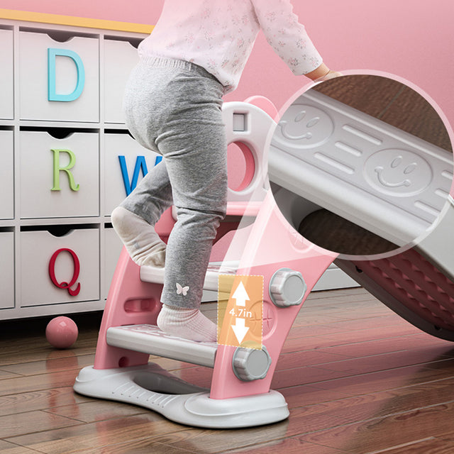 Kid Slide for Toddler Age 1-3 Indoor Bear pink Plastic Slide Outdoor Playground Climber Slide