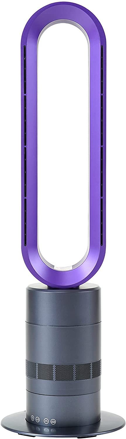 HealSmart 32-inch Space Heater Bladeless Tower Fan, Heater & Fan Combo, 9H Timer 10 Speeds with Remote Control, Air Circulator Fan for Home Air Conditioner, Purple