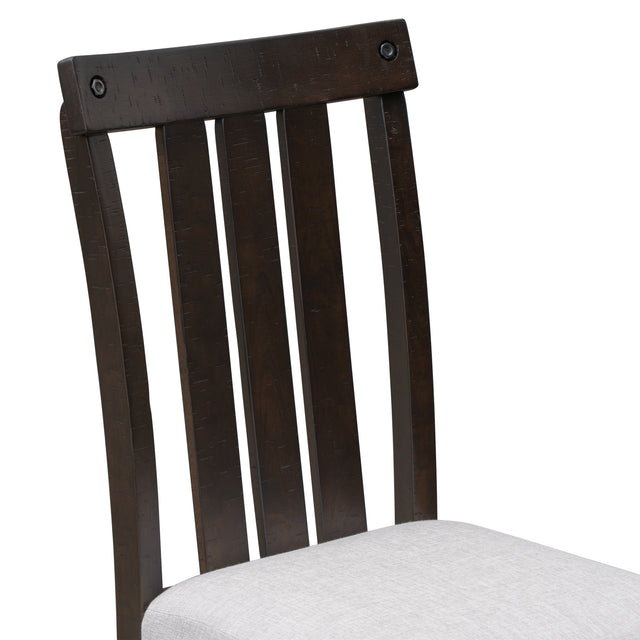 TREXM Set of 2 Fabric Upholstered Dining Chairs with Sliver Nails and Solid Wood Legs (Espresso)