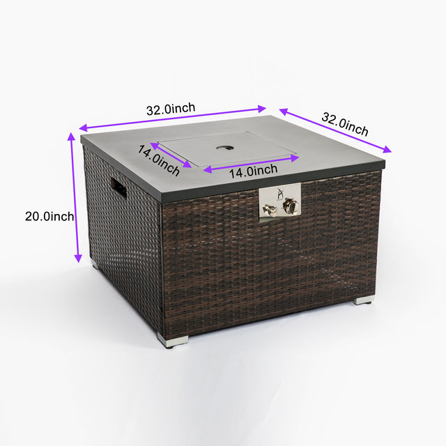 Outdoor Gas Fire Pit Square Fire Pit Table with Propane Tank Cover