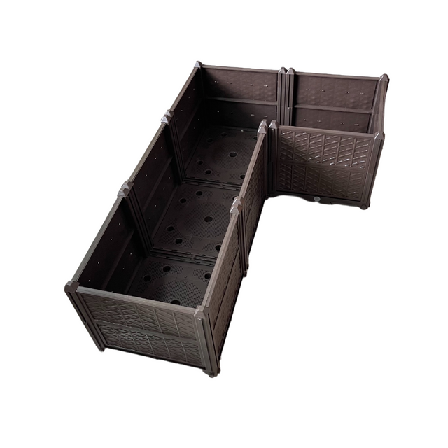 Rectangular Raised Garden Bed Kit Indoor Outdoor Plastic Planter Grow Box for Fresh Vegetables, Herbs, Flowers & Succulents, Brown, 61.41'' x 15.35'' x 14.17''