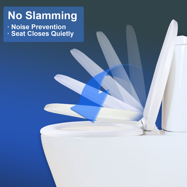 Miibox Removable Round Bowl Matte White Toilet Seat, with Nonslip Grip-Tight Never Loosen Bumpers Prevent Shifting, No Slamming Slow and Quiet-Close Seat, Quick Release for Easy Cleaning