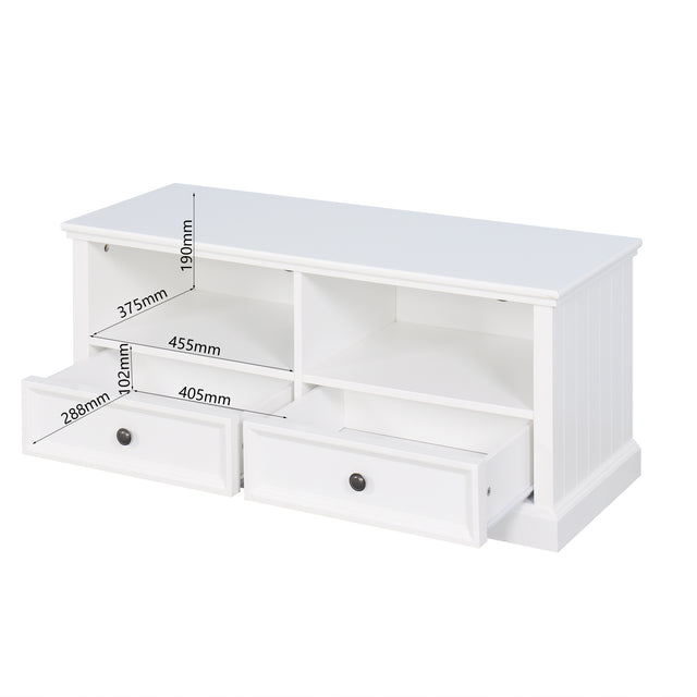 Living Room Wooden White TV Cabinet with 2 Drawers