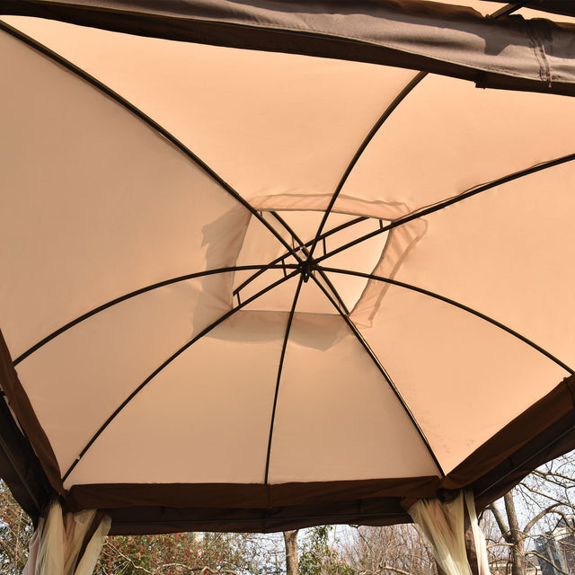 U_STYLE 9.8 Ft. W x 11.8 Ft. D Patio Outdoor Gazebo, Double Roof Soft Canopy Garden Backyard Gazebo with Mosquito Netting Suitable for Lawn, Garden, Backyard and Deck