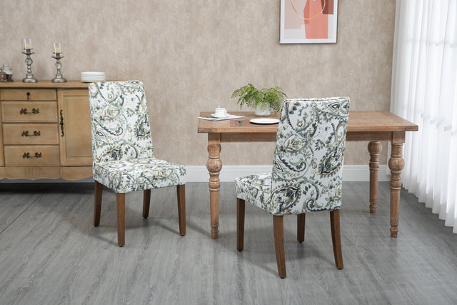 Cover Removable Interchangeable and Washable Taupe Cashew Fabric Upholstered Parsons Chair with Solid Wood Legs 2 PCS