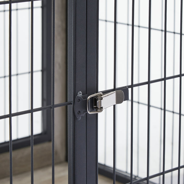 Furniture Style Dog Crate Side Table on Wheels with Double Doors and Lift Top.(Grey,38.58’’w x 25.5’’d x 27.36’’h)