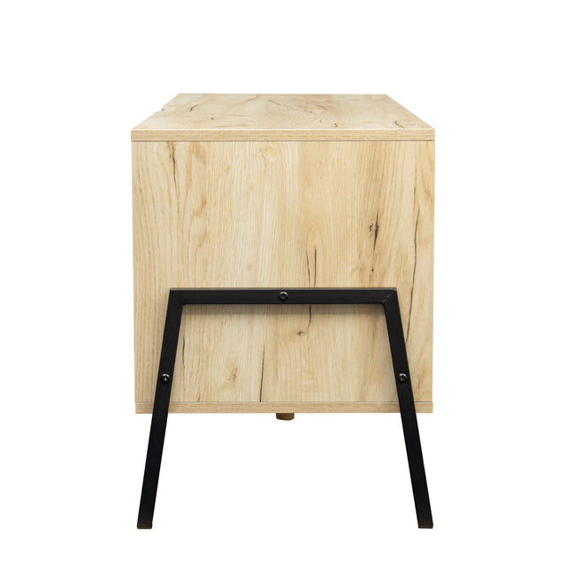 Mid-century modern TV cabinet wooden TV console media cabinet with storage space and brown home entertainment center for living room, bedroom and office,oak