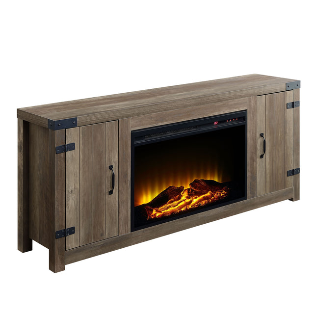 ACME Tobias Fireplace in Rustic Oak Finish AC00275