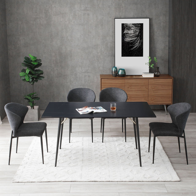 Dining Table Ceramic Tile Kitchen Table Small Space Dining Table for kitchen living room or office Black 62inch