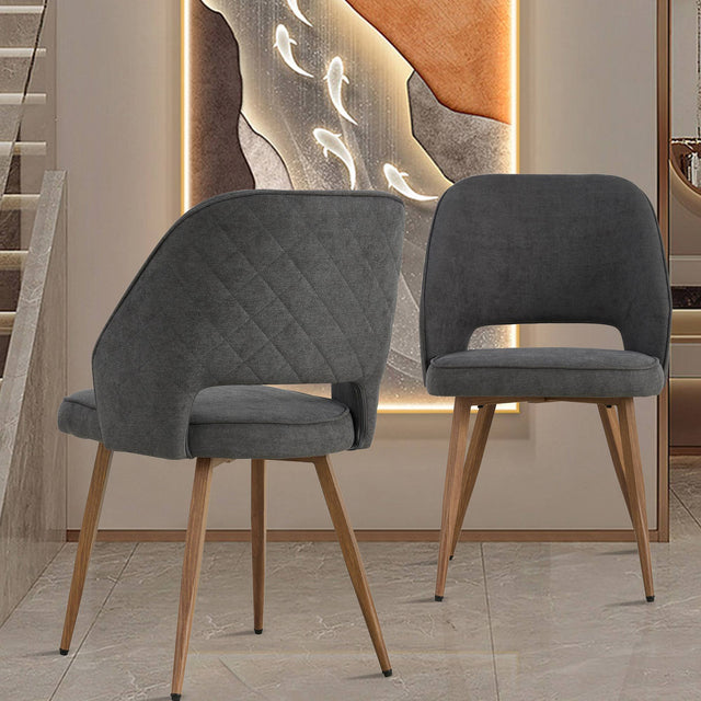 Modern Dining Chairs, Velvet Accent Chair, Living Room Leisure Chairs, Upholstered Side Chair with Metal Legs for Dining Room Kitchen Vanity Patio Club Guest (Set of 2) ( Dark Grey Office Chair)