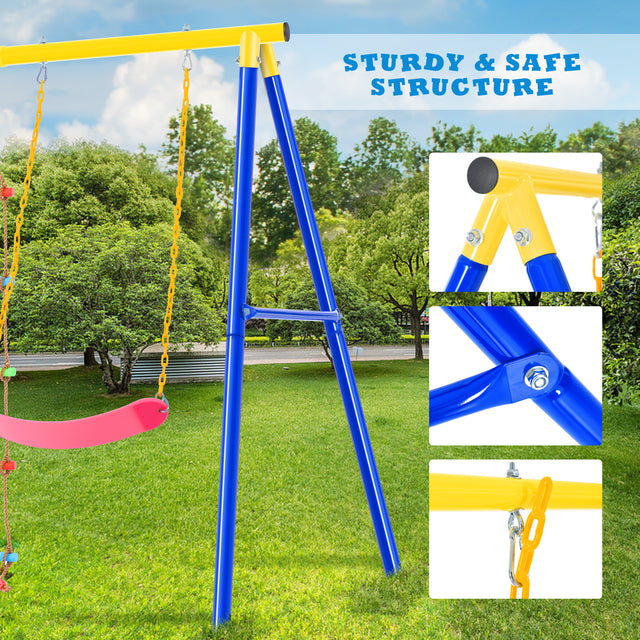 Outdoor Toddler Swing Set for Backyard, Playground Swing Sets with Climbing Ladder, Swing and Climbing Playset for Kids
