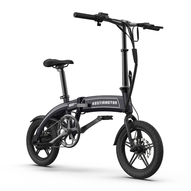 Aostirmotor 14" Electric Bike,350W 7.5Ah/36V E Bike, Lightweight Folding Electric Bicycles for Adult(BLACK)