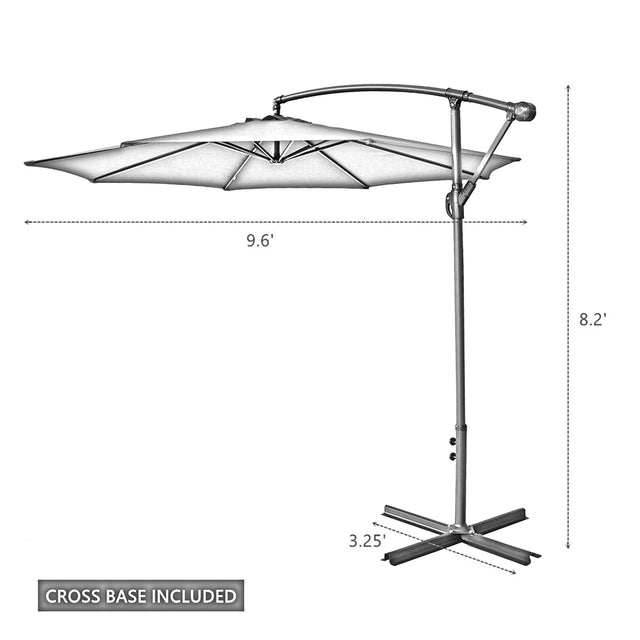 360-Degree Rotation Cantilever Hanging Patio Umbrella with Extra-large Canopy for Outdoor Use, Beige