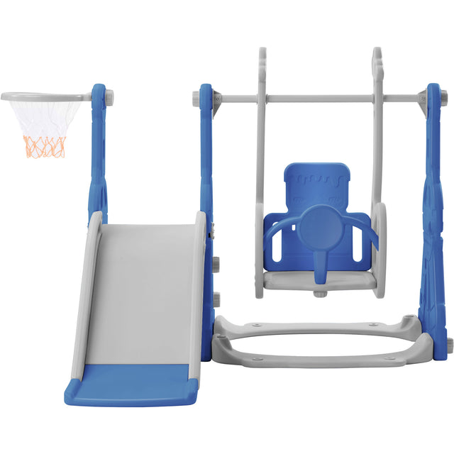 Toddler Slide and Swing Set 3 in 1, Kids Playground Climber Swing Playset with Basketball Hoops Freestanding Combination Indoor & Outdoor