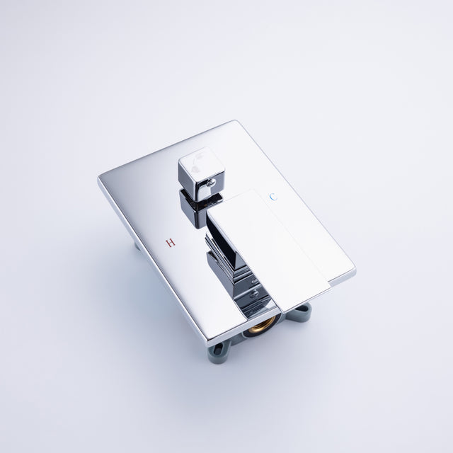 Rainfall 10 inch Shower System Bathroom Luxury Rain Mixer Silver Shower Combo Set Wall Mounted Shower Head Systems with High Pressure Head Hand Held Square Shower Head Polished Chrome Rough-in Valve