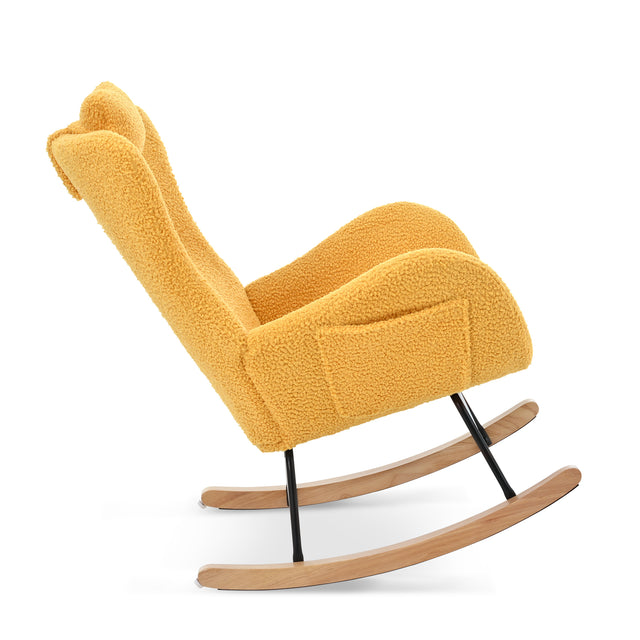 Rocking Chair - with rubber leg and cashmere fabric, suitable for living room and bedroom