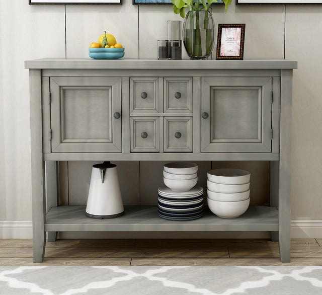 TREXM Cambridge Series Buffet Sideboard Console Table with Bottom Shelf (Antique Gray)