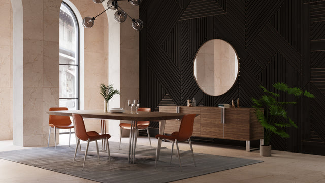 Modrest Gilroy - Modern Walnut & Stainless Steel Buffet