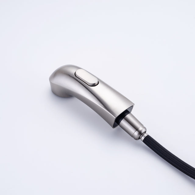 Pull Out Bathroom Faucet, Single Hole Bathroom Sink Faucet with 3 Modes Pull Down Sprayer, One Handle Modern Vanity Faucet, Farmhouse Lavatory Faucet