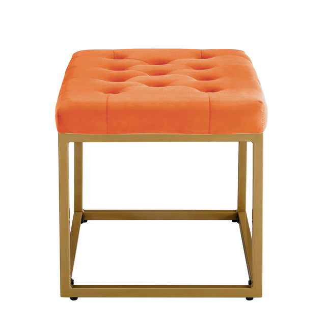 Velvet Shoe Changing Stool, Orange Footstool, Square Vanity Chair, Sofa stool,Makup Stool .Vanity Seat ,Rest stool. Piano Bench .Suitable for Clothes Shop,Living Room, Porch, Fitting Room Bedroom