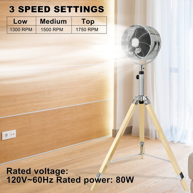 Simple Deluxe Tripod Pedestal Fan, 3 Speed Adjustment, Multiple Wide Angle Standing Fan, Suitable for Bedroom, Living Room and Office, Silver-10 Inch, 10 Inch